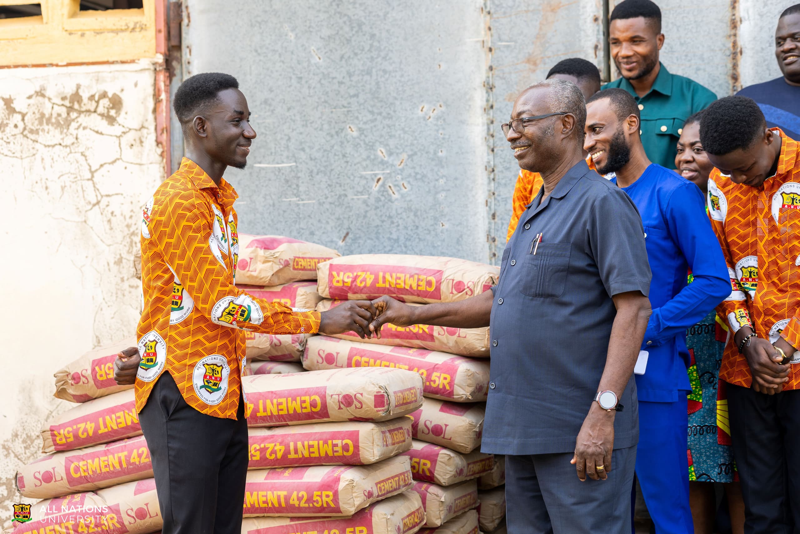 All Nations University SRC Donates 50 Bags of Cement to Support the University's Infrastructure Development