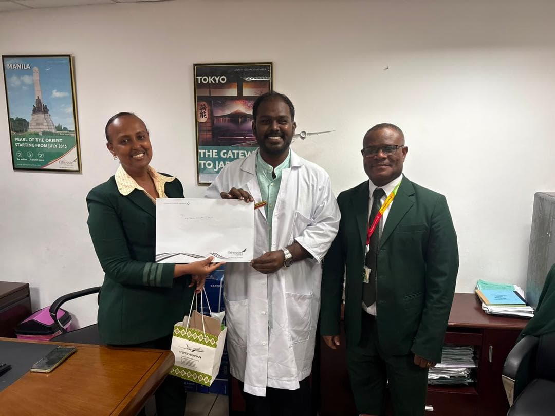ANU's Assistant Head of Department Honoured by Ethiopian Airlines for Emergency Medical Assistance Onboard